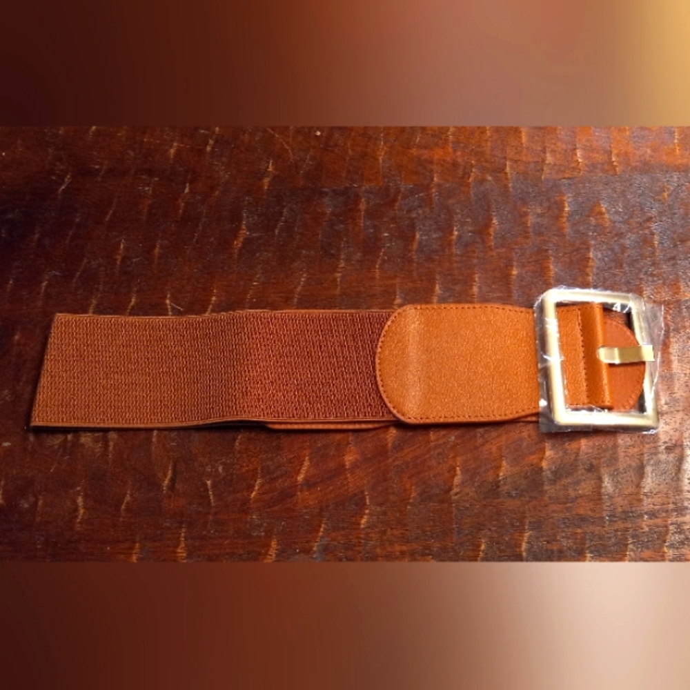 Evolutionary stretch faux leather belt
